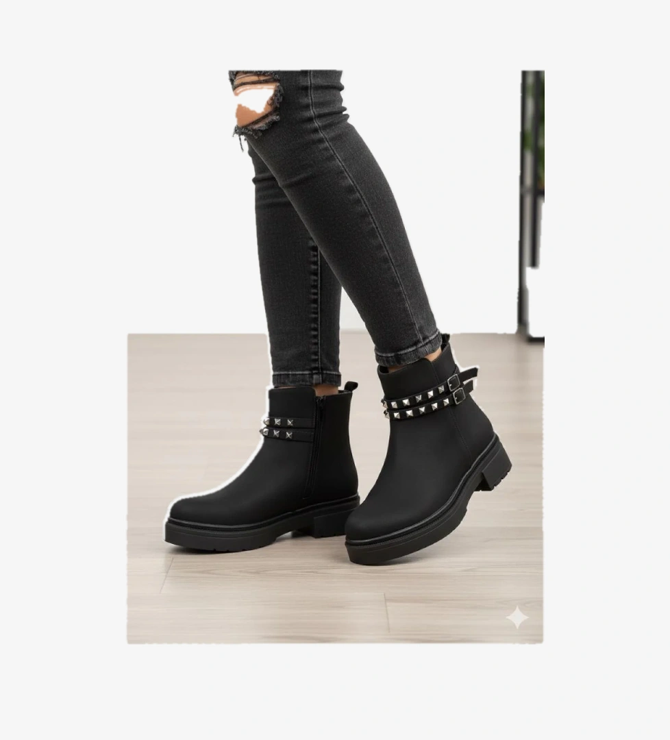 Punto 209140 Siyah Zımba Detaylı Femuarlı Kadın Bot model görseli