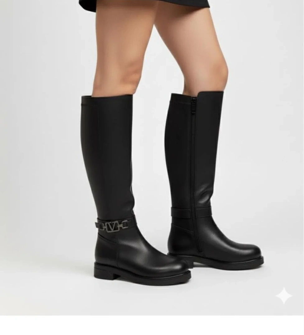 Punto 354185 Fermuarlı Strec Siyah Kadın Cizme model görseli