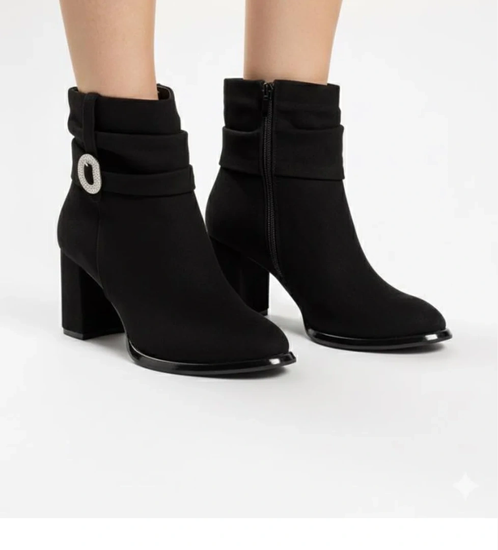 Punto 655454 Siyah Süet Topuklu Bot model görseli