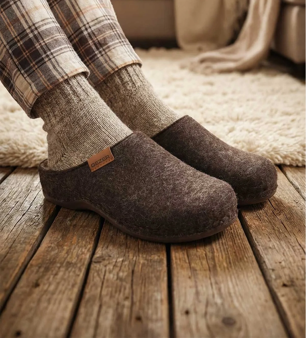 Feichtingen Kadın Kışlık Keçe Rahat Taban Ev Bahçe Terlik - Görsel 1