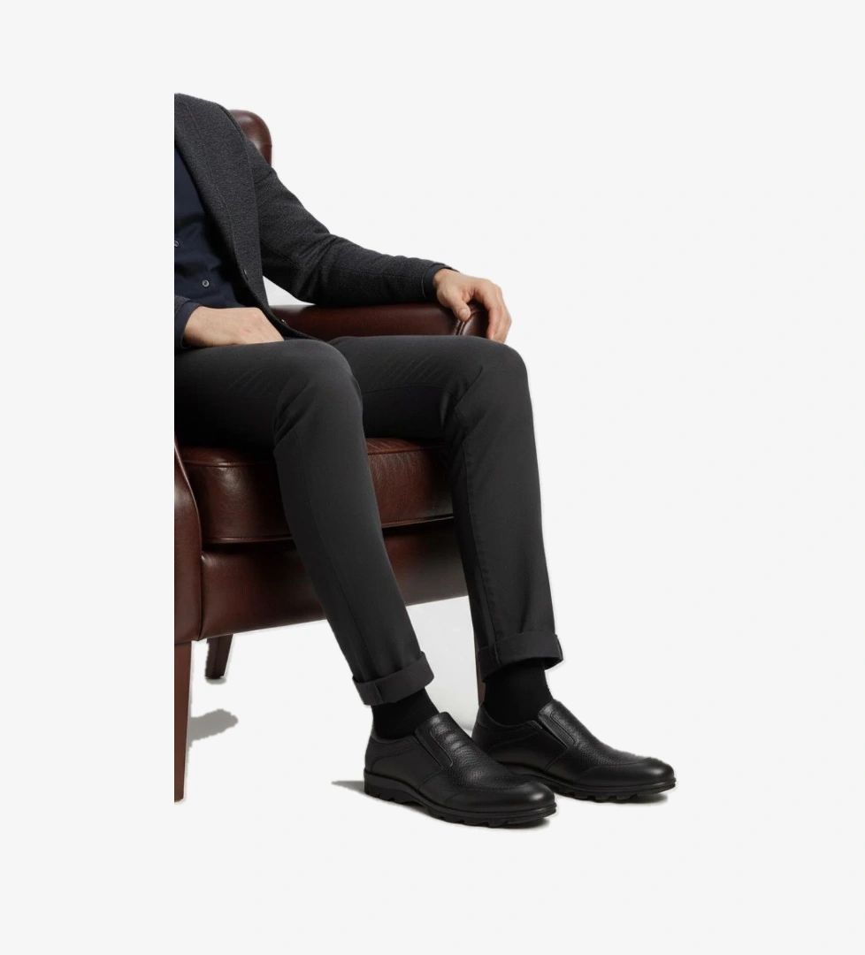 Fosco 3529 Erkek Hakiki Deri Sıcak Astar Bağcıksız Casual Ayakkabı model görseli