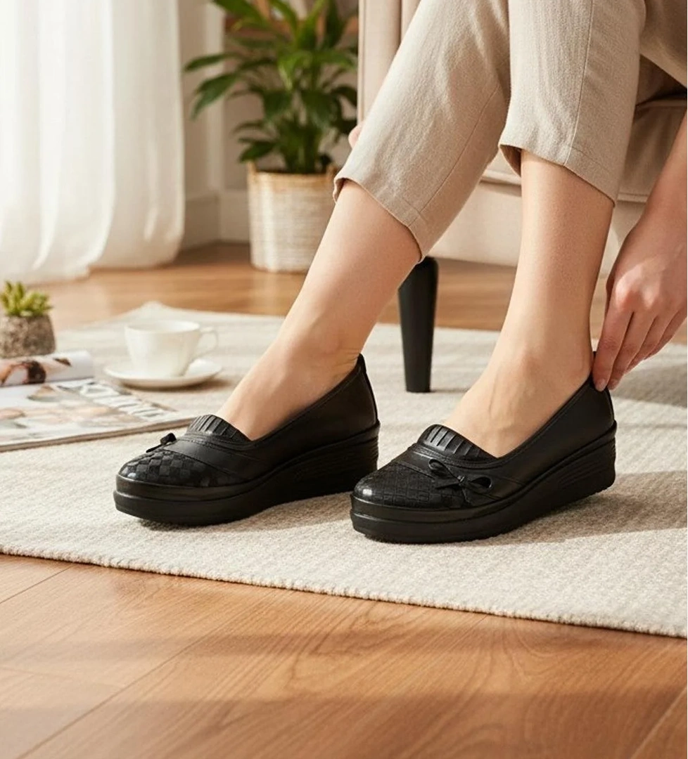 25-22 Ortopedik Taban Siyah Günlük Kadın Ayakkabı Casual Kadın Ayakkabı - Görsel 1