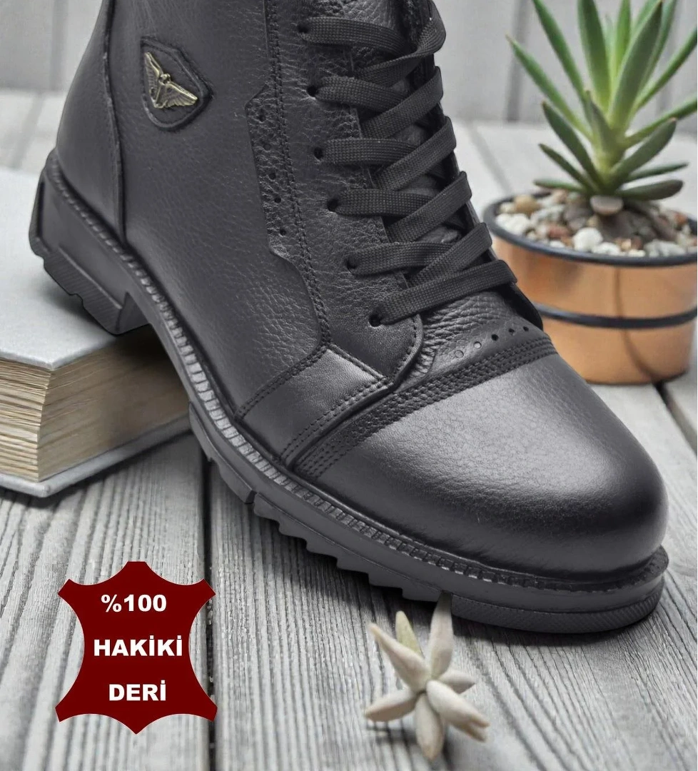 Ispartalılar 5599 İçi Kürklü Hakiki Deri Erkek Bot Ayakkabı Ortopedik Taban Fermuarlı Deri Erkek Bot model görseli