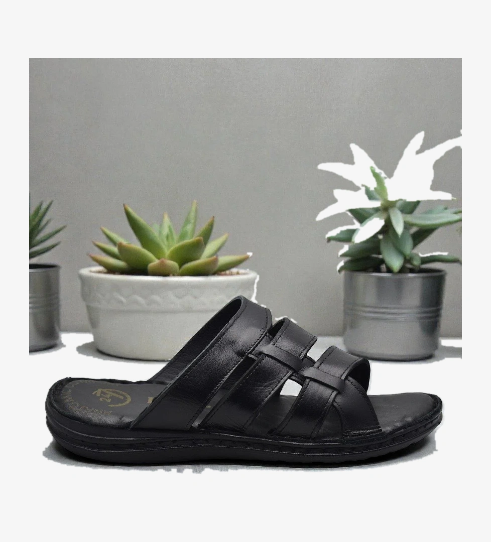 Ispartalılar Ayakkabiburada 037 Günlük TAM ORTOPEDİK Hakiki Deri Erkek Terlik PUFF Taban model görseli