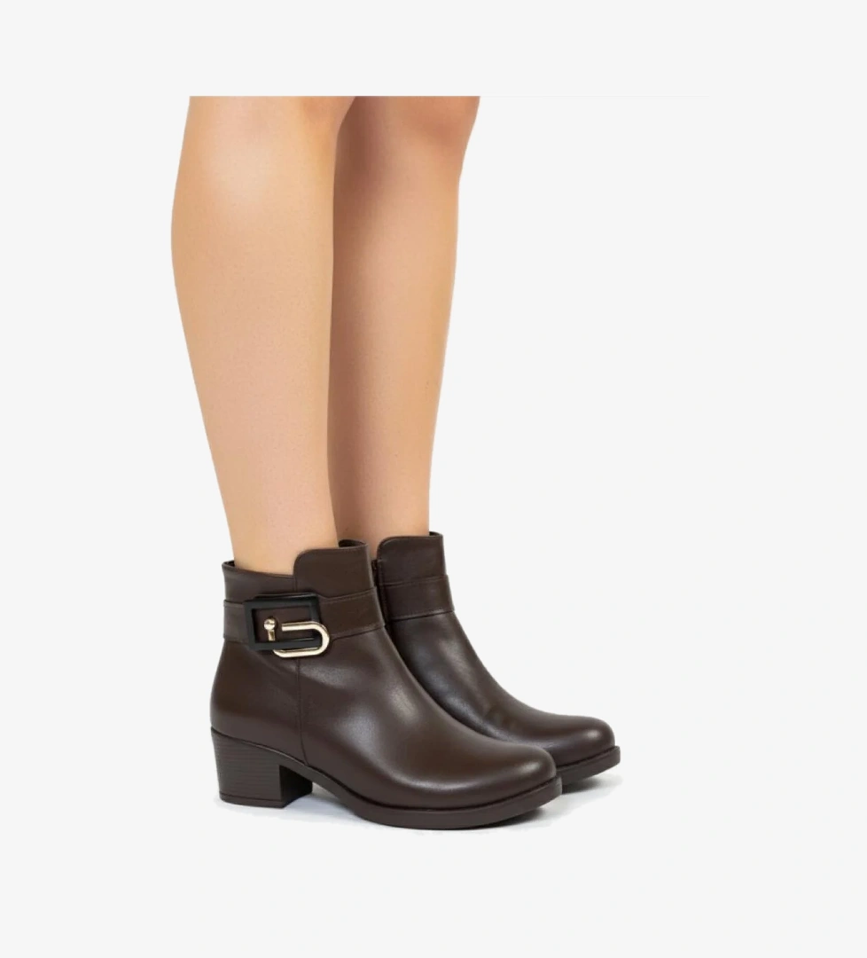 354198 Fermuarlı Topuklu Kadın Bot - Görsel 1