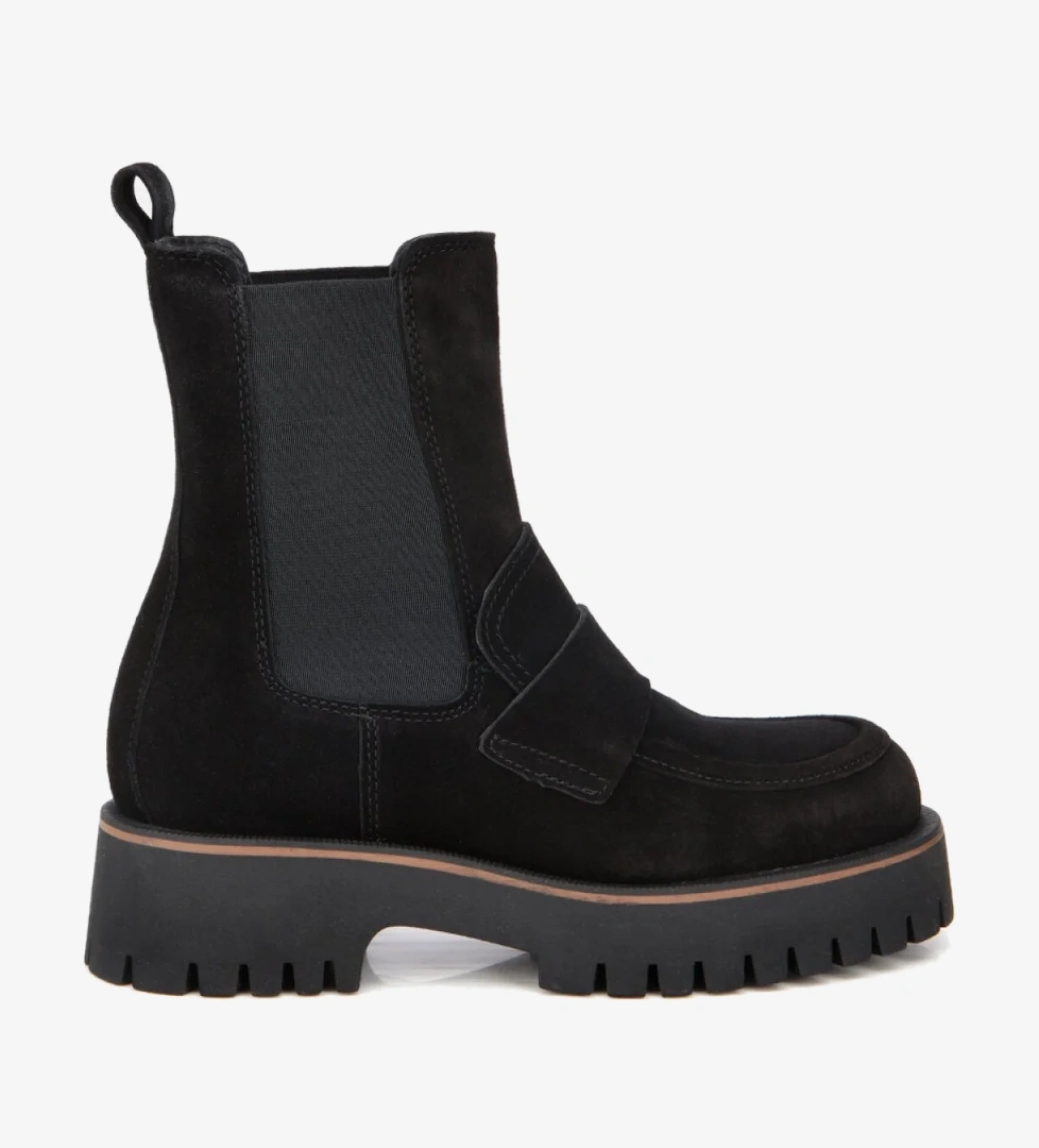 Hotiç Kadın Süet Deri Siyah Lastik Detaylı Bantlı Düz Bot model görseli