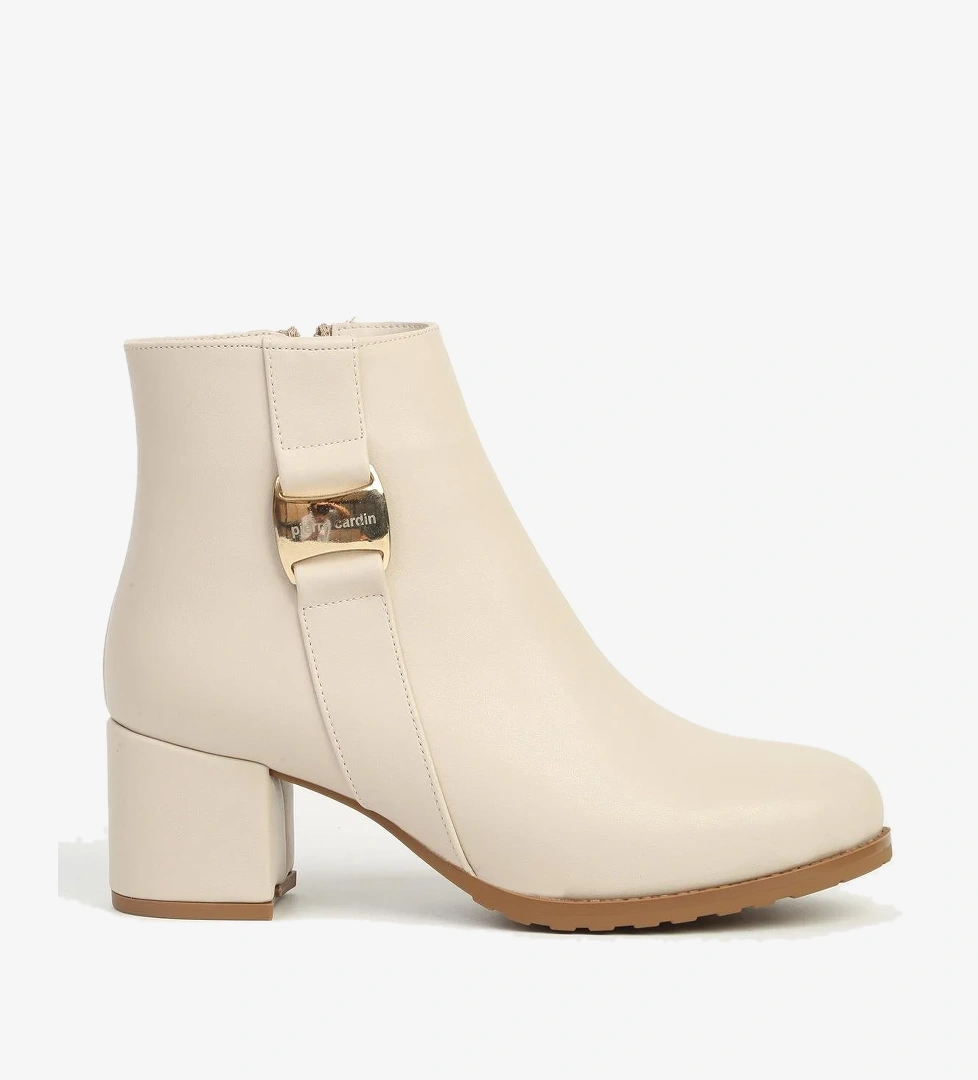 Krem Yarım Fermuarlı Bot PC-55109 - Görsel 1