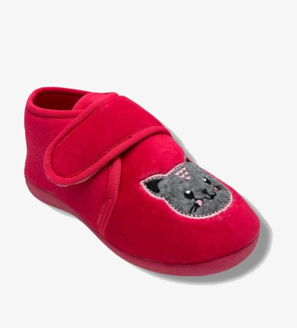 Akınal 1020-26 Kedi Figürlü Cırtlı Kız Çocuk Halı Ayakkabı 25-33 - Görsel 1