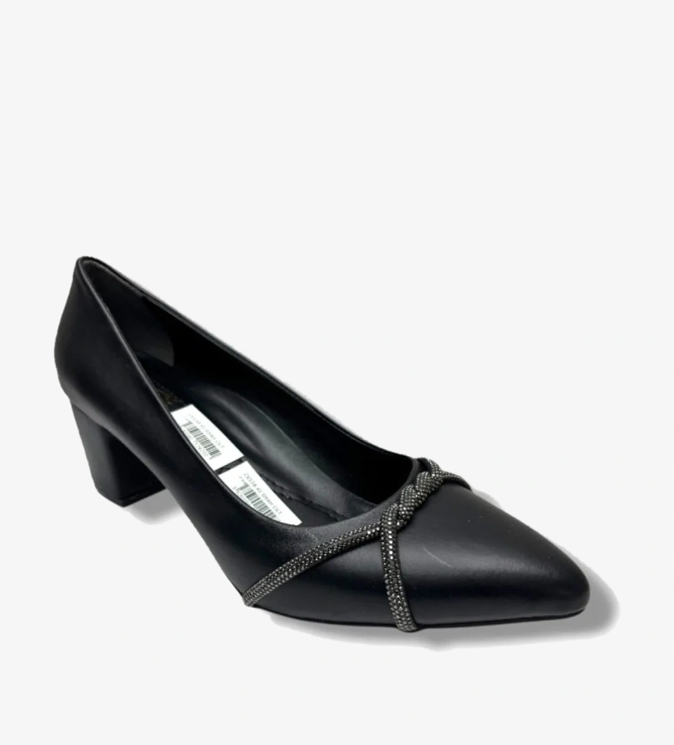 Cakgo C-Shoes CV138-26 Cilt Deri Burgu Taşlı Kalın Topuk Kadın Ayakkabı 41-42 model görseli