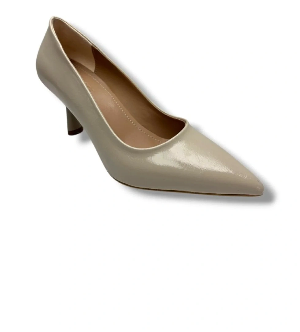 C-Shoes 3149-26 Kırışık Rugan Deri Orta Boy İnce Topuk Kadın Stiletto