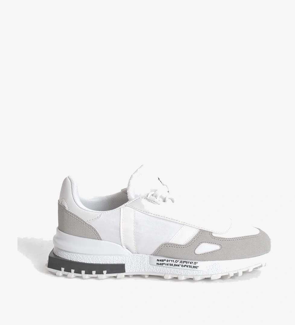 Unisex Beyaz Gri Kalın Termo Taban Yazı Detaylı Retro Stil Günlük Spor Ayakkabı