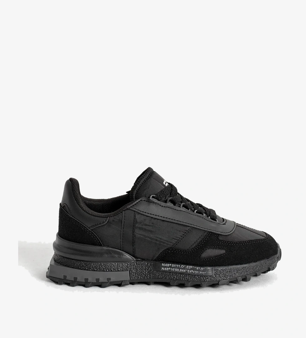 Unisex Siyah Kalın Termo Taban Yazı Detaylı Retro Stil Günlük Spor Ayakkabı