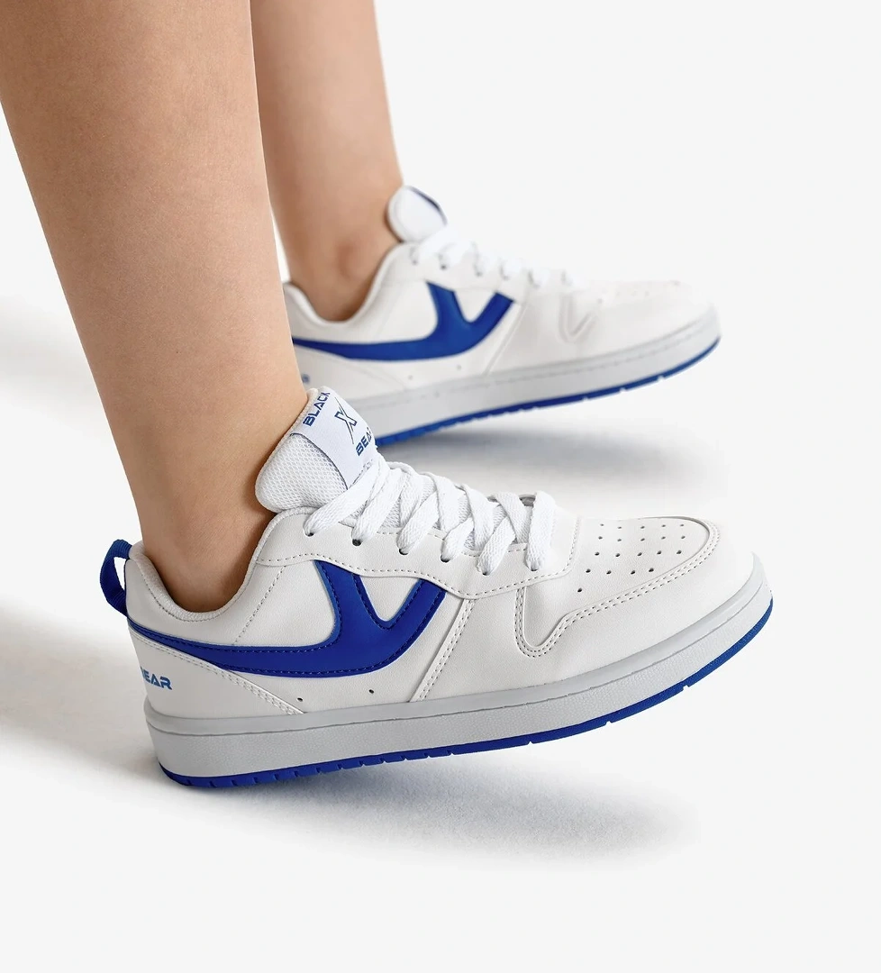 Kadın Beyaz Sax Termo Taban Şerit Detaylı Bağcıklı Spor Ayakkabı