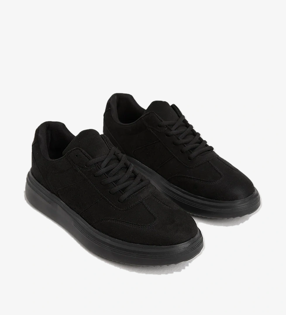 Tonny Black Erkek Siyah Beyaz Kalın Faylon Hafif Taban Bağcıklı Spor Ayakkabı model görseli