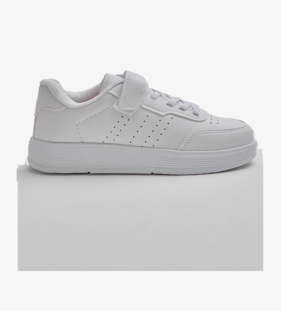 Çocuk Unisex Beyaz Faylon Hafif Taban Bağcıklı Günlük Spor Ayakkabı