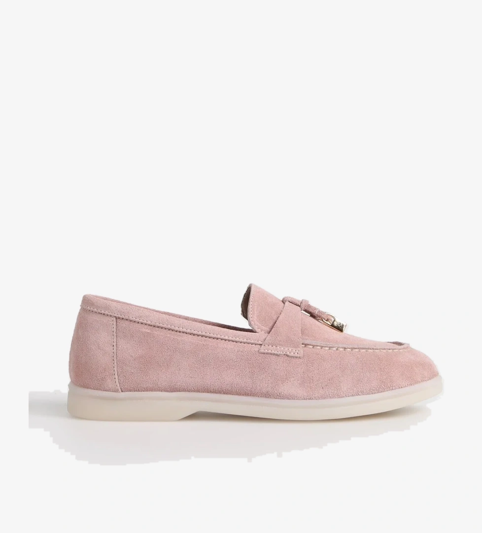 Fabrika Fabrika Pembe Pudra Kadın Süet Loafer FLORA Casual Ayakkabı | Flo Pembe - 1. görsel