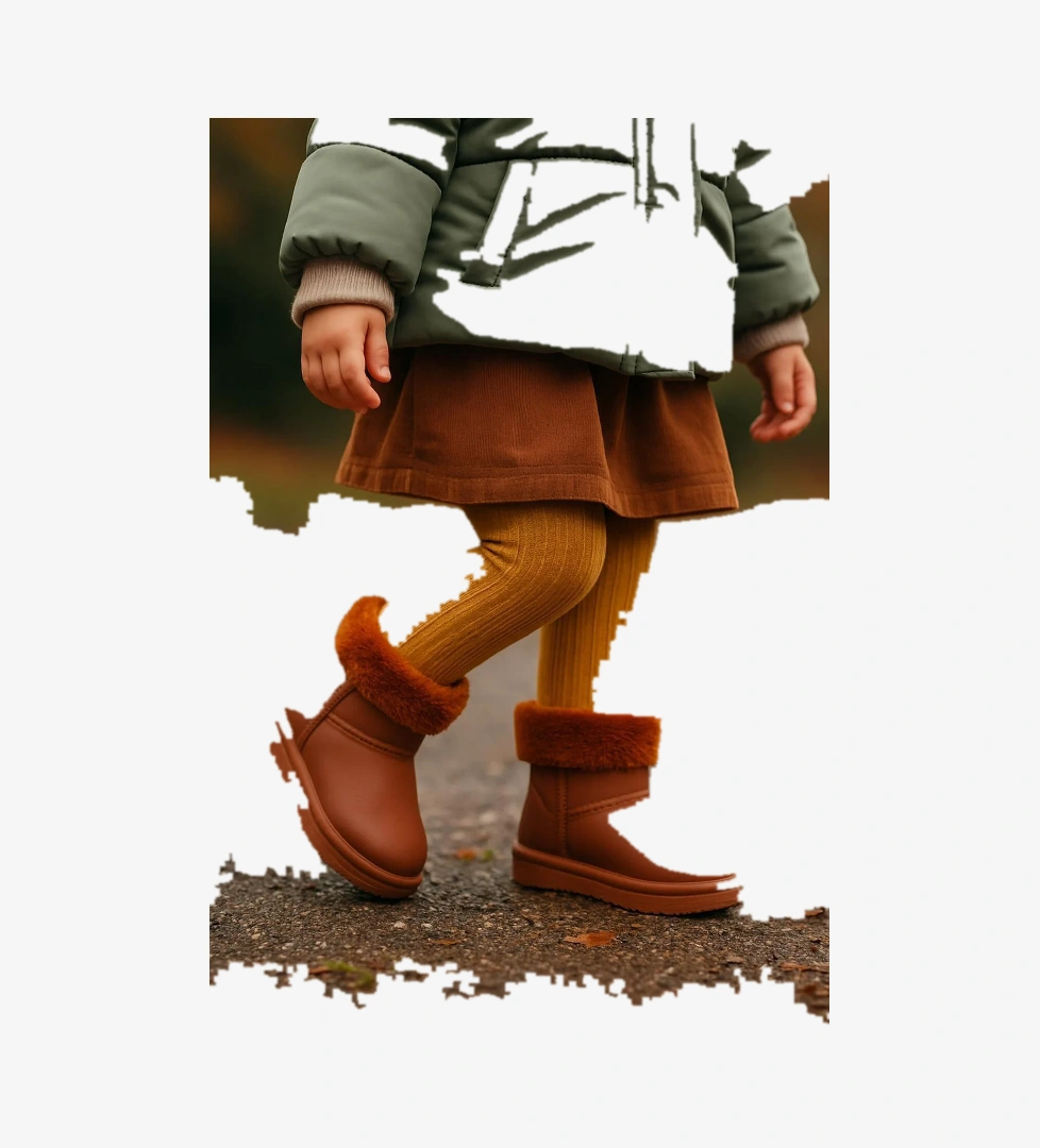 Kız Çocuk Kahve İçi Kürklü Sıcak Astarlı Çocuk PVC Bot