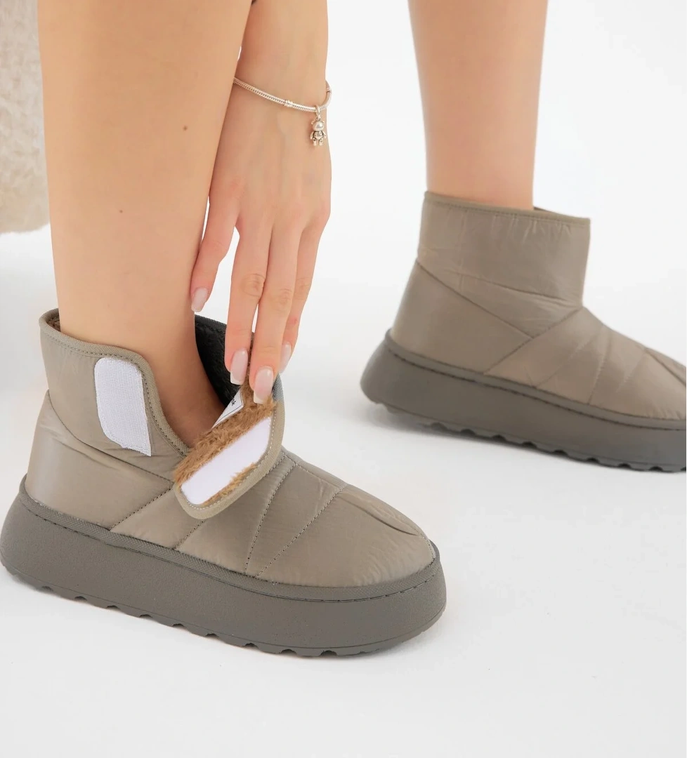 Kadın Füme Kalın Poli Taban İçi Kürklü Cırtlı Bot - Görsel 1