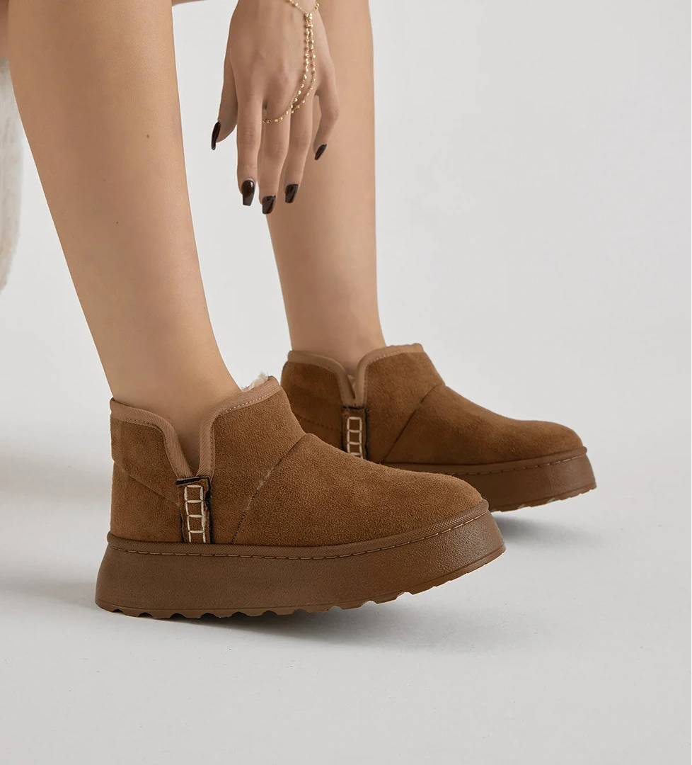 Kadın Taba Kalın Poli Taban İçi Astarlı Süet Görünümlü Günlük Bot