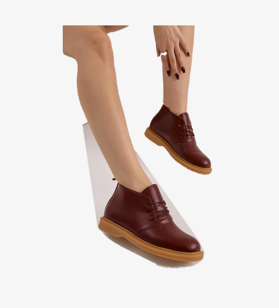 Kadın Bordo Termo Taban Bağcıklı Günlük Bot