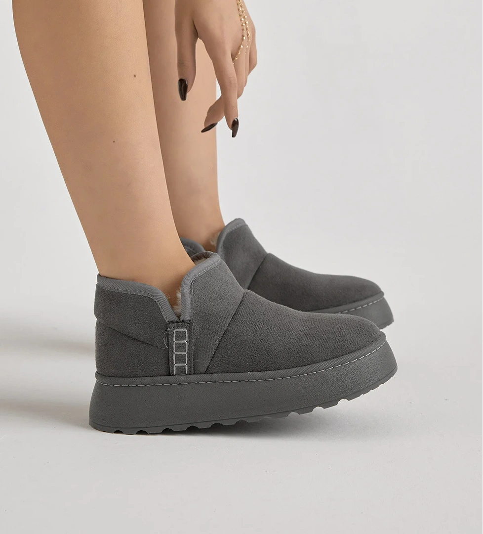 Kadın Füme Kalın Poli Taban İçi Astarlı Süet Görünümlü Günlük Bot - Görsel 1