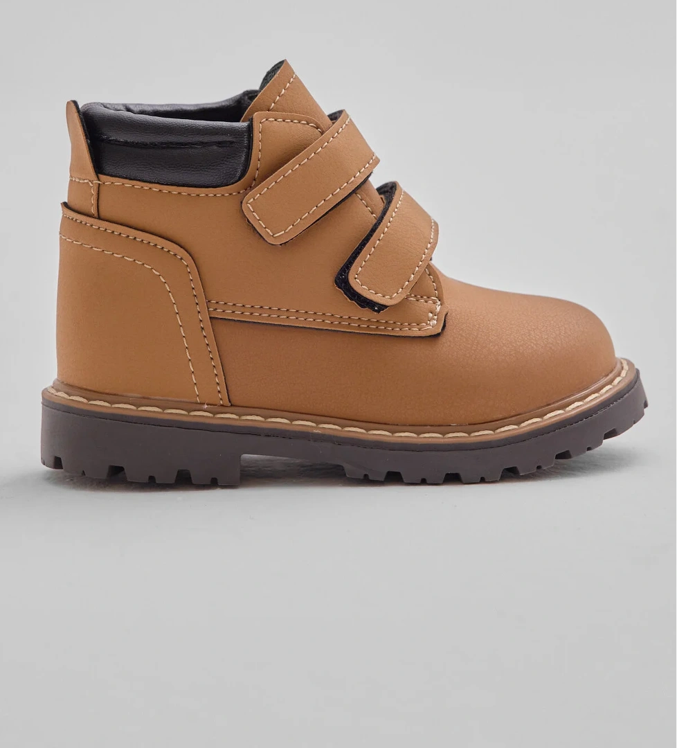 Çocuk Unisex Camel Kalın Termo Taban Sıcak Astarlı Çift Cırtlı Bot