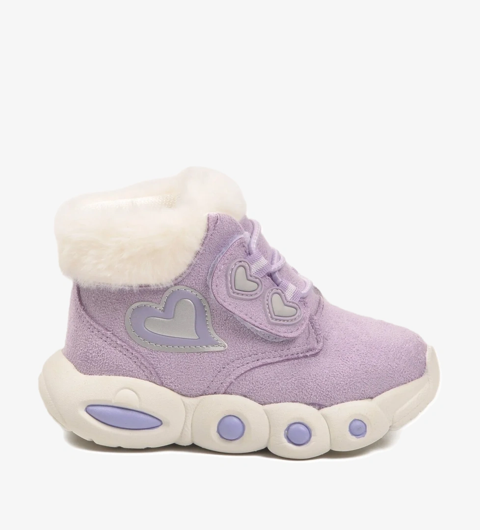 Lila Kilit Bağcıklı Hafif Desenli Kız Çocuk Bot Lici B