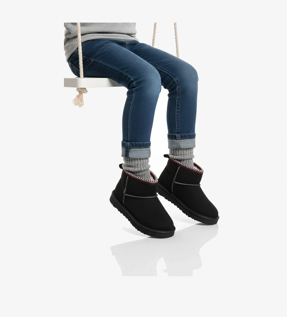 Siyah Süet İçi Kürklü Soğuğa Dirençli Kız Çocuk Bot Ugy F