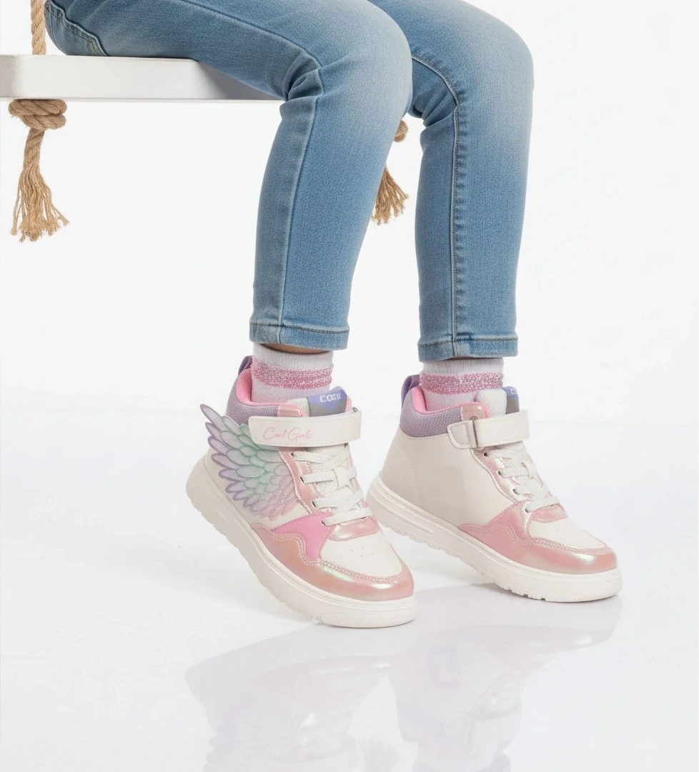 Cool Siyah Somon Cırtlı Hafif Bilek Boy Kız Çocuk Sneaker Spor Ayakkabı Bot Helen F model görseli