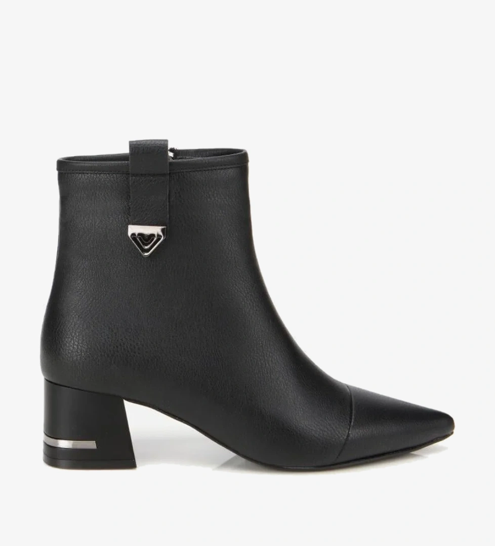 Kadın Siyah Tokalı Kalın Topuklu Bot - Görsel 1