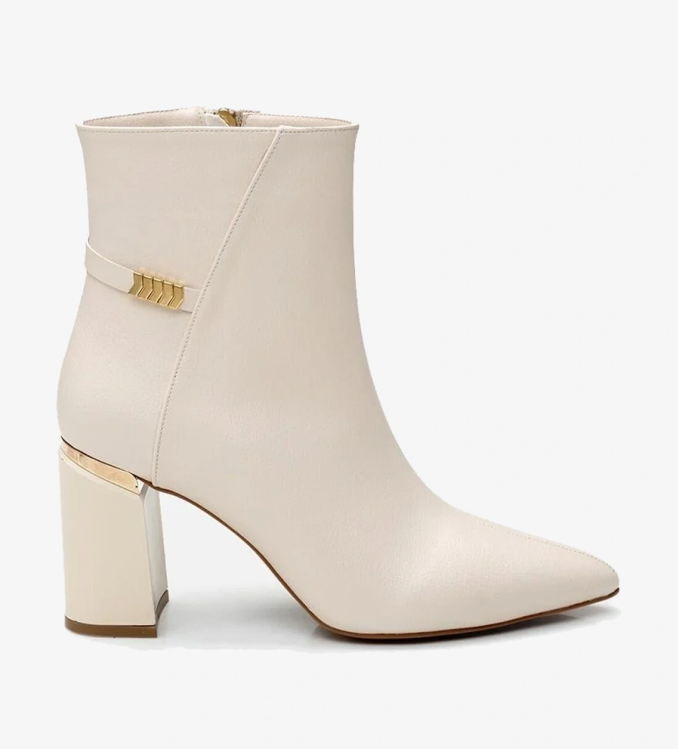 Kadın Kemik Fermuarlı Kalın Topuklu Bot - Görsel 1