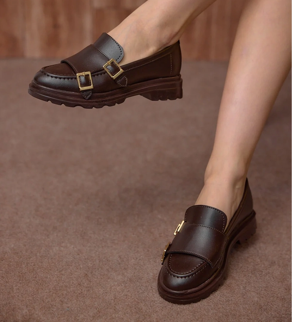 Tonny Black Kadın Kalın Poli Taban Çift Tokalı Günlük Loafer model görseli