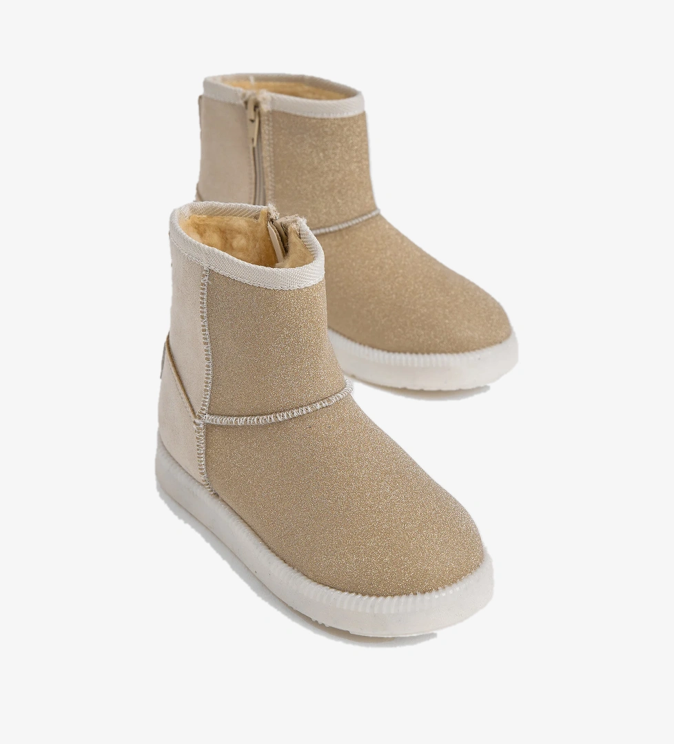 Tonny Black Kız Çocuk Taba Simli Termo Taban Süet Görünümlü İçi Kürklü Kısa Bot model görseli