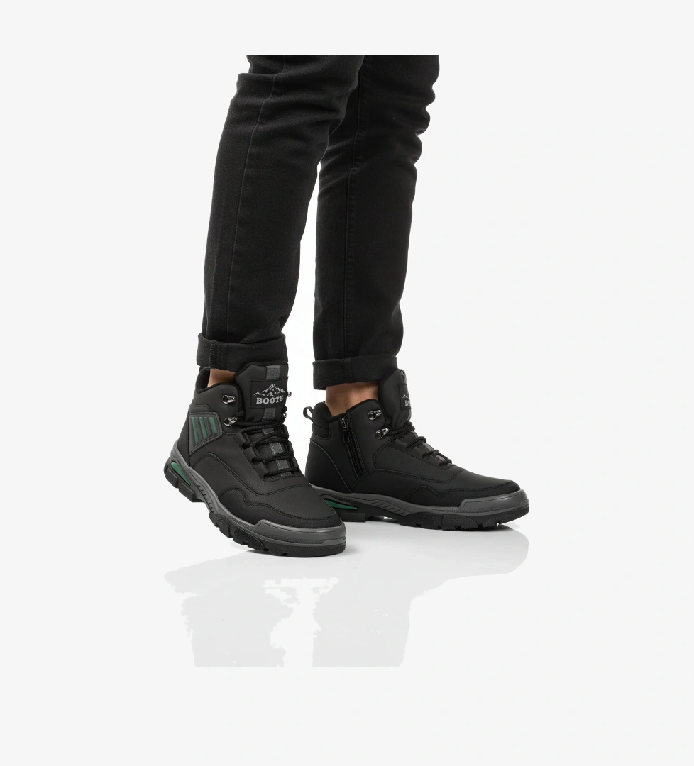 Siyah Yeşil Kaymaz Taban Fermuarlı Unisex Outdoor Bot 444 G - Görsel 1