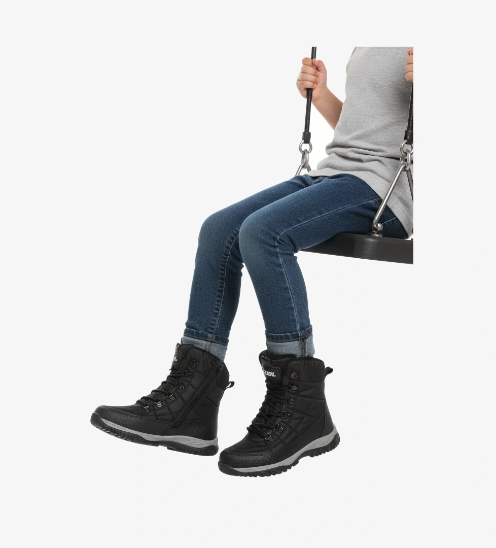 Siyah Polarlı Kaymaz Taban Soğuğa Dirençli Unisex Çocuk Bot Felix F