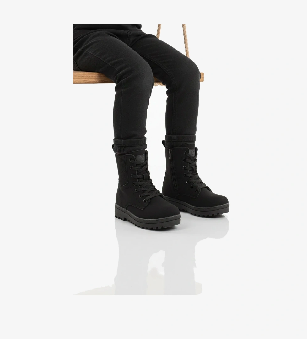 Siyah Zümrüt İçi Polarlı Kaymaz Taban Kız Çocuk Bot 23002 F