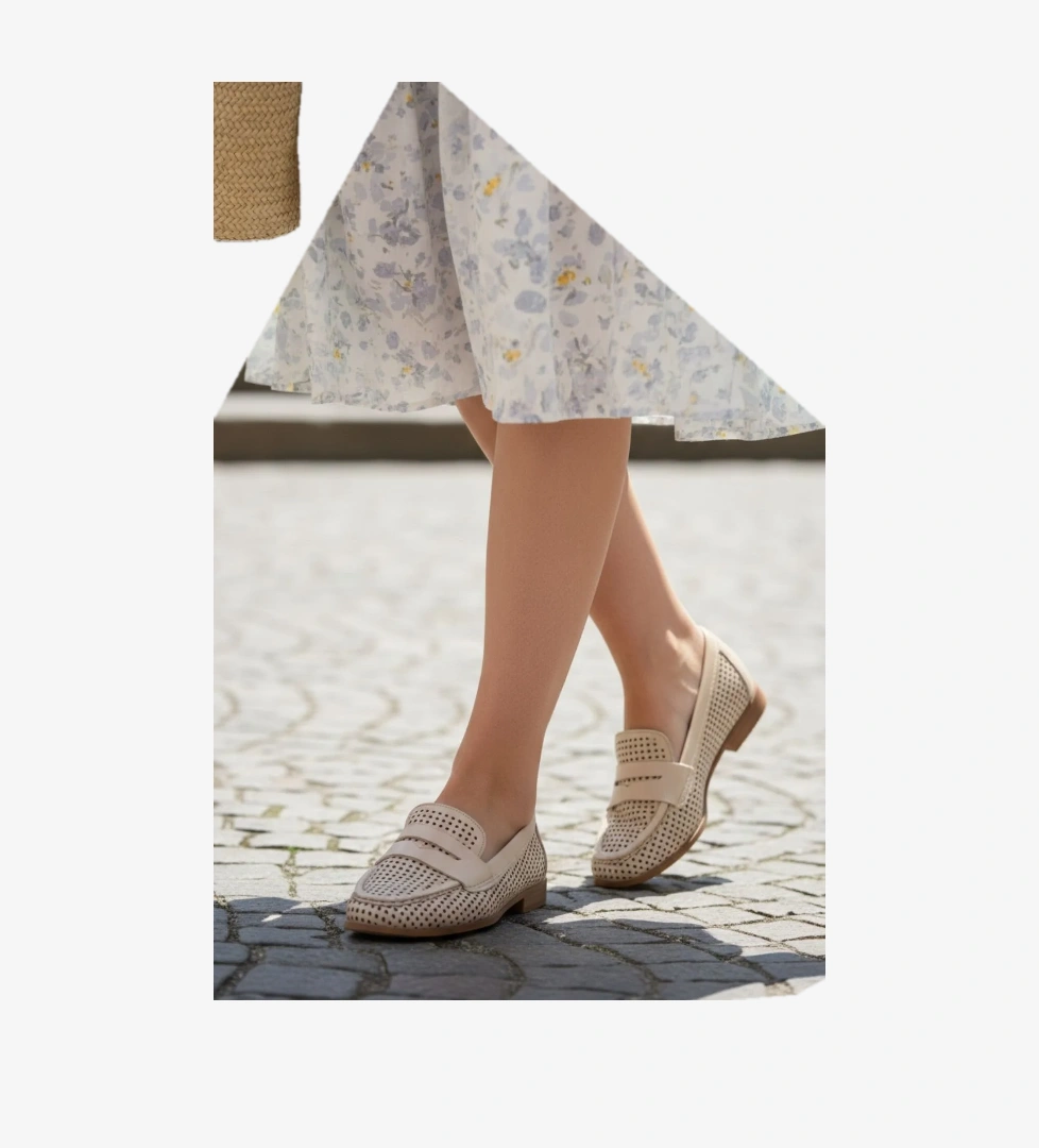 Kadın Hakiki Deri Delikli Comfort Taban Kadın Babet NAPA-AES22201 - Görsel 1