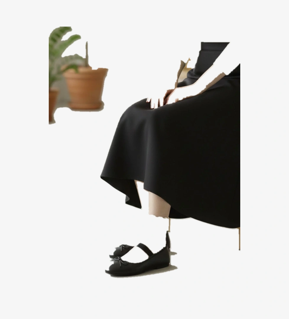 Kadın Lastik Bantlı Fiyonklu Kare Burun Babet Ayakkabı NAPA-AES19210 - Görsel 1