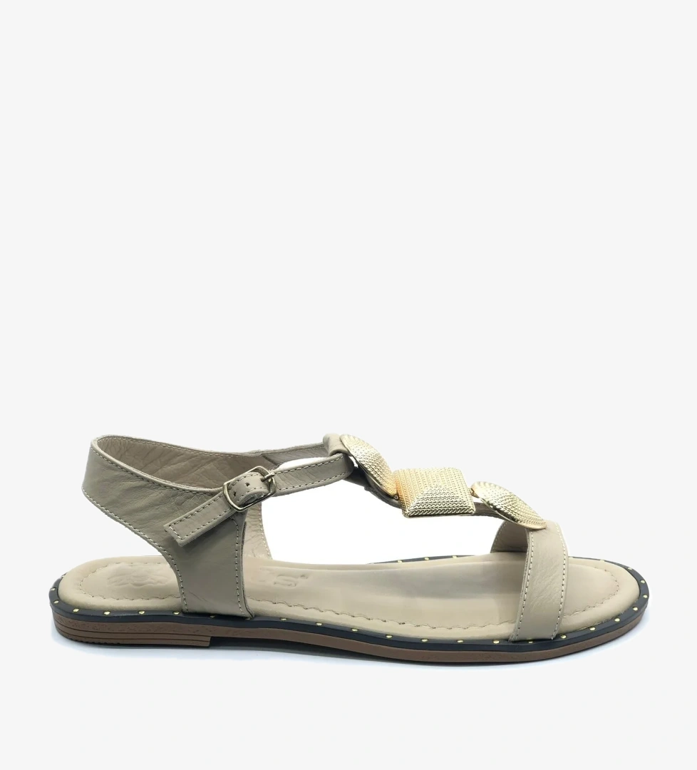 Elguh Hakiki Deri Comfort Ortopedik Kadın Sandalet - Görsel 1