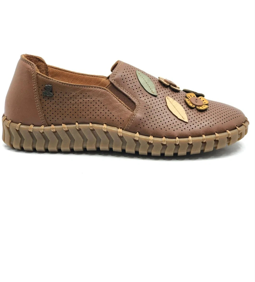 Sombrero Hakiki Deri Kadın Babet Ayakkabı - Görsel 1