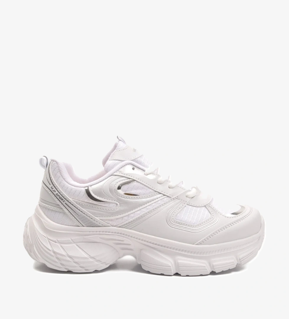 Ayakmod Siyah Beyaz Bağcıklı Hafif Yüksek Taban Kadın Sneaker 2376 G model görseli