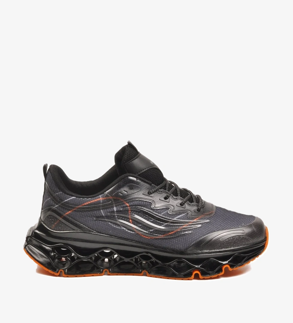Siyah Füme Memory Foam Bağcıklı Hafif Esnek Erkek Sneaker 2326 M