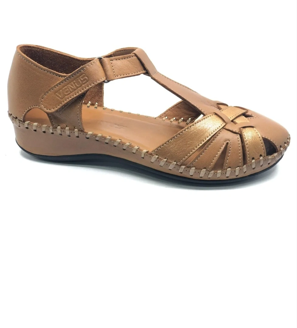 Tingi Hakiki Deri Comfort Ortopedik Kadın Sandalet - Görsel 1