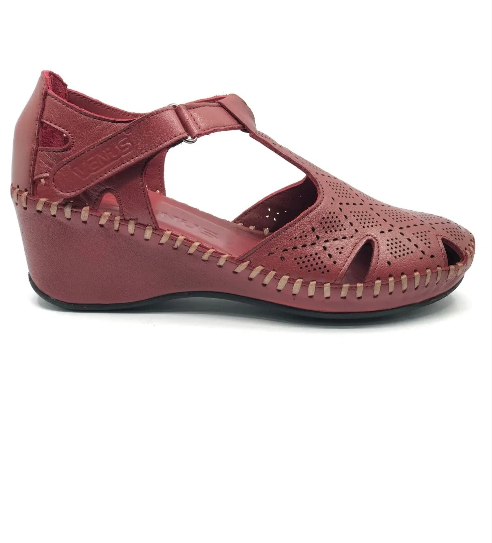 Linda Hakiki Deri Comfort Ortopedik Kadın Sandalet - Görsel 1