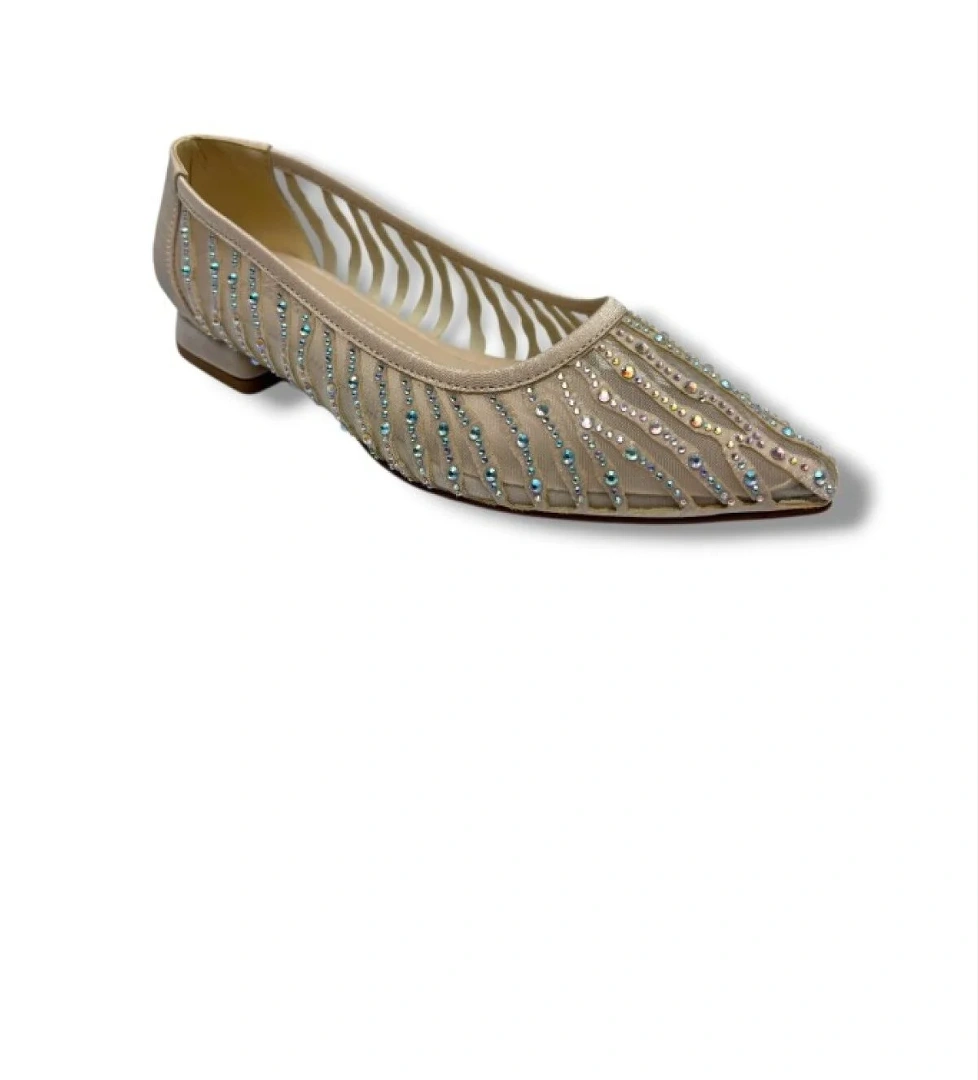 Desire 469-26 Saten Fileli Taşlı Kısa Topuk Kadın Ayakkabı