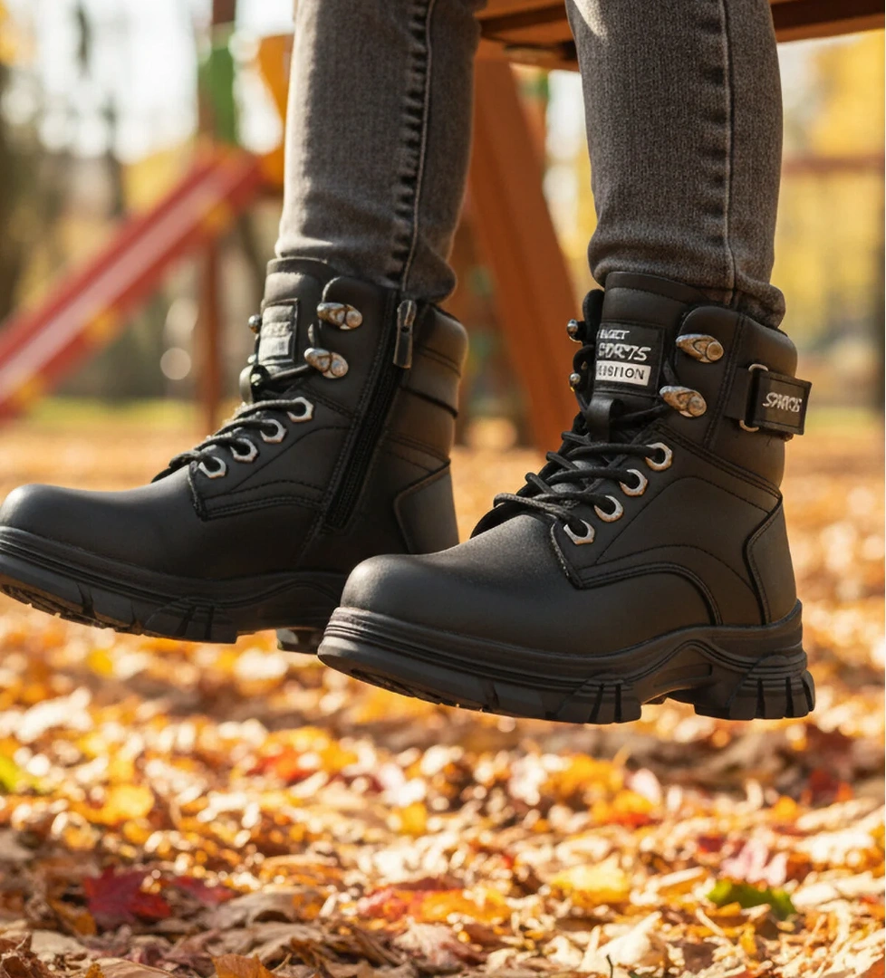 24035 F Siyah Polarlı Kaymaz Taban Unisex Çocuk Bot - Görsel 1