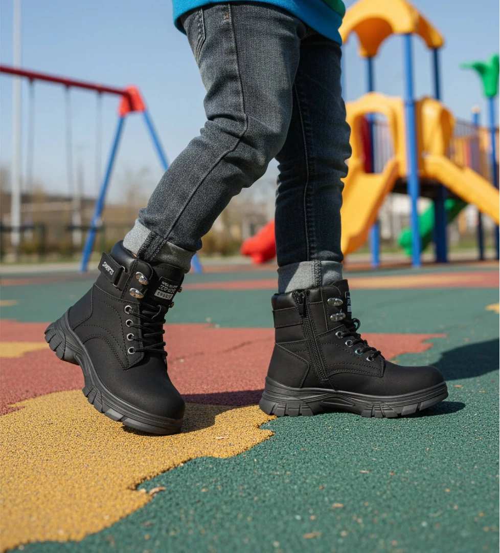 24035 F Siyah Zümrüt Polarlı Kaymaz Taban Unisex Çocuk Bot - Görsel 1