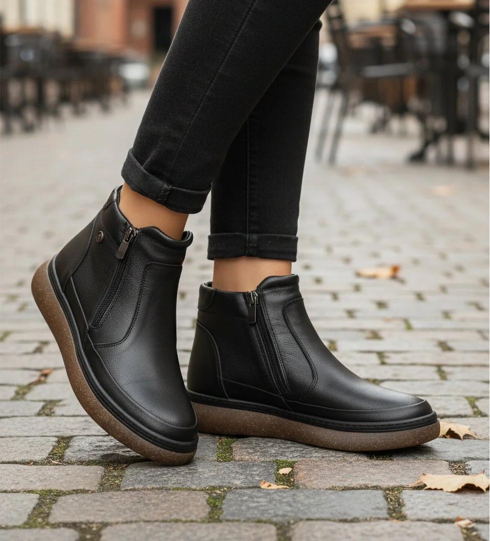 2707 Polarlı Kaymaz Taban Siyah Kadın Bot - Görsel 1