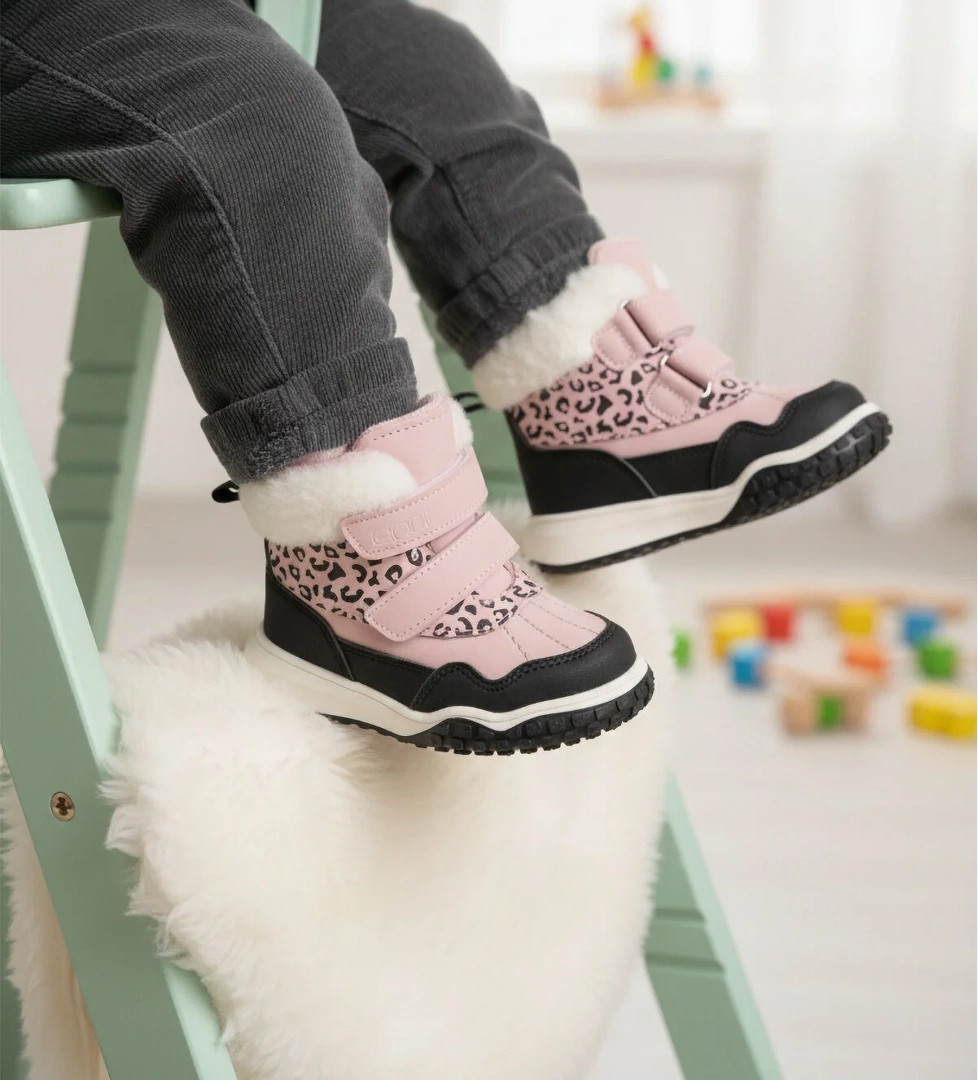 Shade B Pudra Cırtlı Kürklü Kaymaz Unisex Bebek Bot - Görsel 1