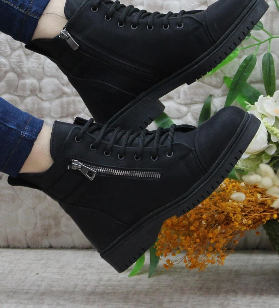 4262 Fermuar Detaylı Rahat Sıcak Astar Kaymaz Taban Kadın Bot - Görsel 1